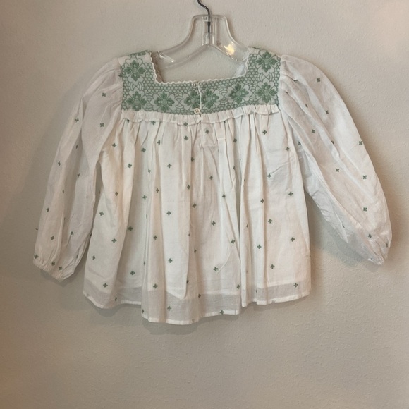 NWT Le Lapin Green Embroidered 100% cotton Top - Picture 2 of 7